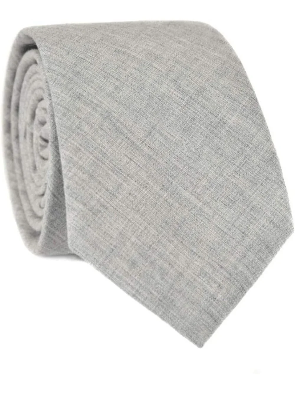 Men's Silver Grey Heather Cotton Linen Textured Formal Slim Necktie For Business